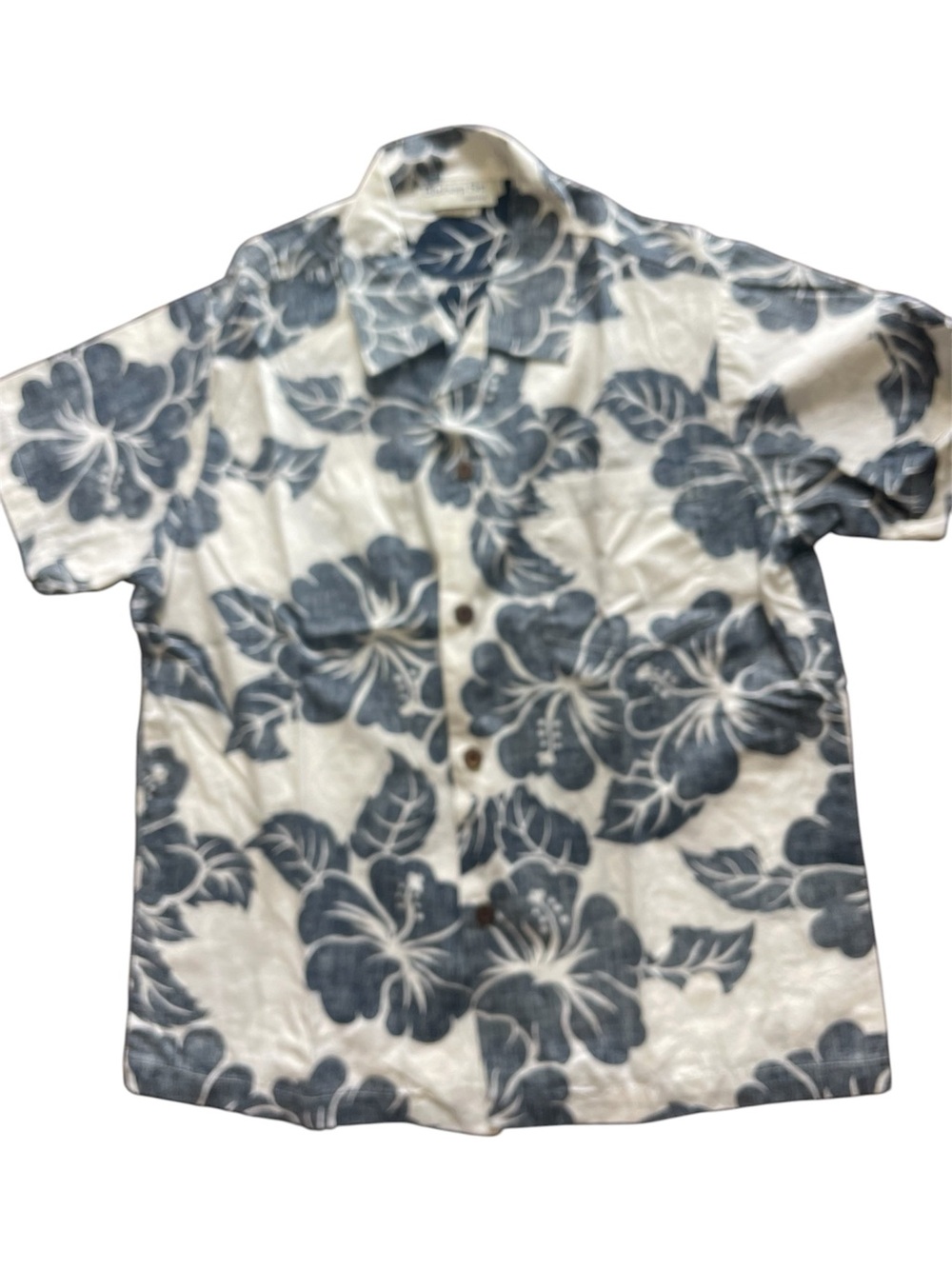 Hawaiian Aloha Classic Tropical Print Short-Sleeve Shirt - Blue / White Youth 12